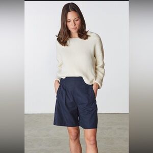 Ali Golden High-Waist Navy Bermuda Shorts
